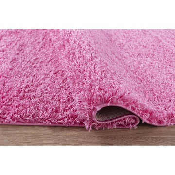 Oxford OXF00 Plain Plush Soft Stain-Resistant Textured Polypropylene Shaggy Pink Round Rug-Desire Rugs-Rug Love - The Most Loved Rug Store